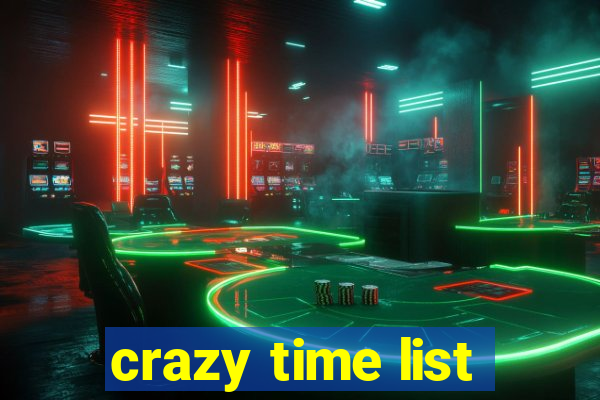 crazy time list